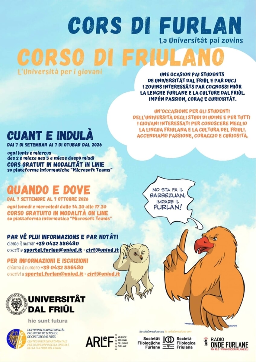 Corso gratuito di friulano per giovani e studenti