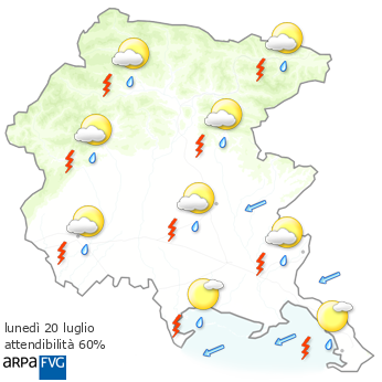 Mappa meteo FVG - Lunedì